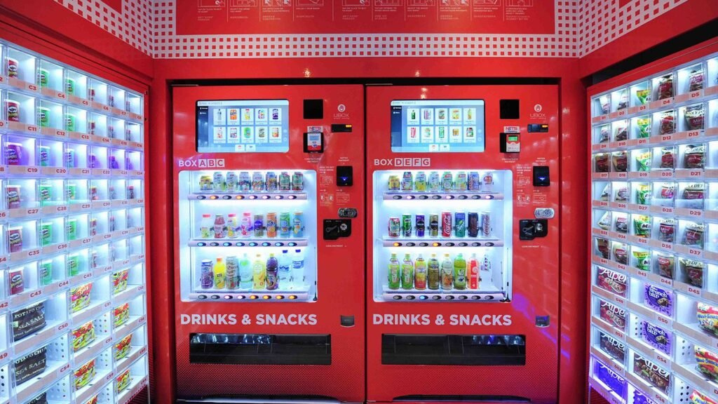 A health vending machine offering vitamins and beauty products at an airport, providing a convenient solution for travelers