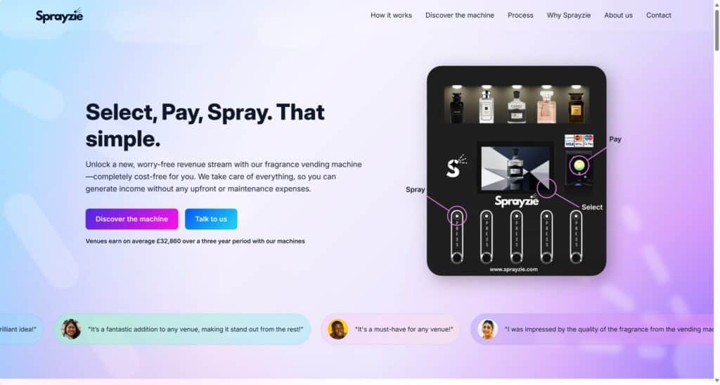 Sprayzie perfume vending machines