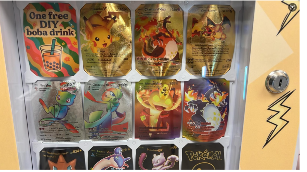 Pokemon vending machine in a bubble tea shop
