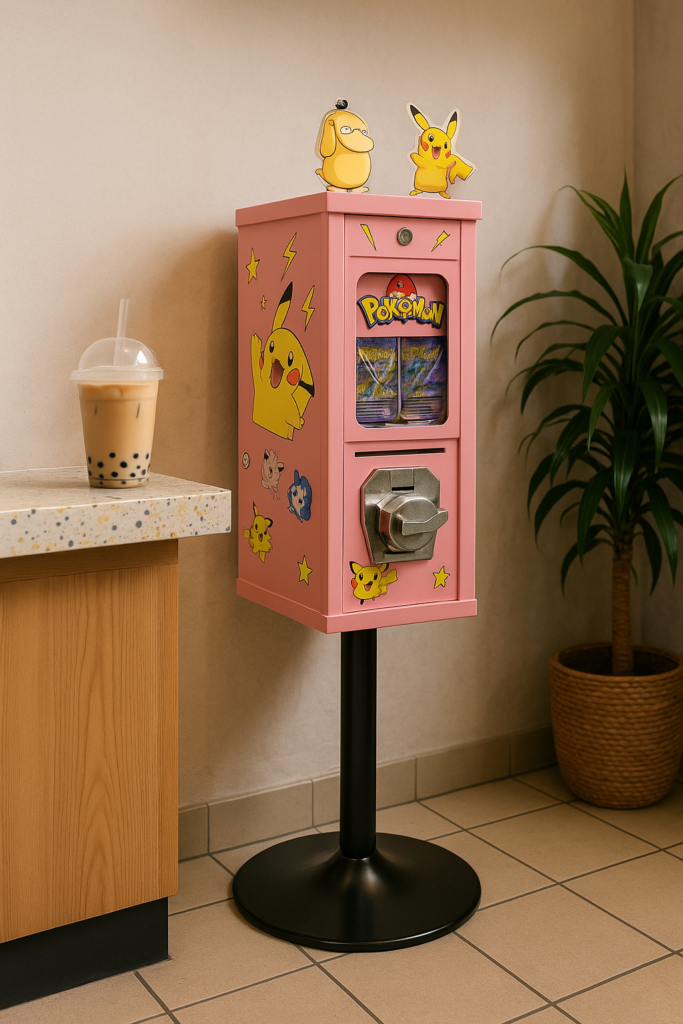 sticker vending machine in bubble tea shop