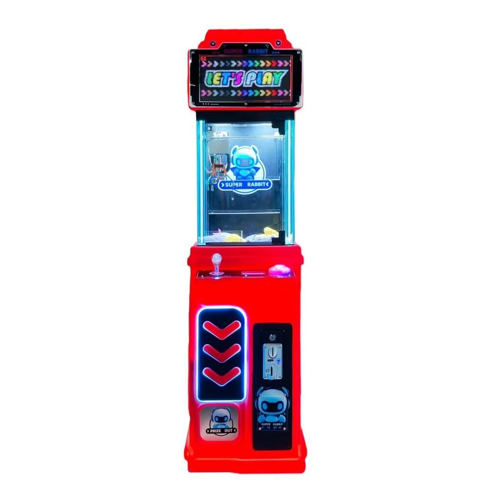 claw machine placed in an arcade environment